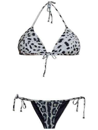 Dolce & Gabbana Two-piece Swimsuit With Animal Print, Women's, Grey - DOLCE&GABBANA - BALAAN 1