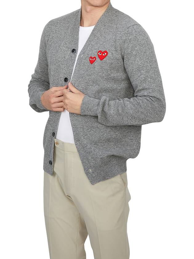 Heart Patch Button Cardigan Grey - COMME DES GARCONS PLAY - BALAAN 5