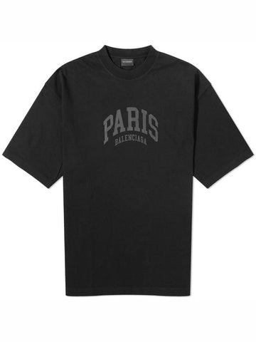 Cities Paris Logo Medium Short Sleeve T-Shirt Black - BALENCIAGA - BALAAN 1