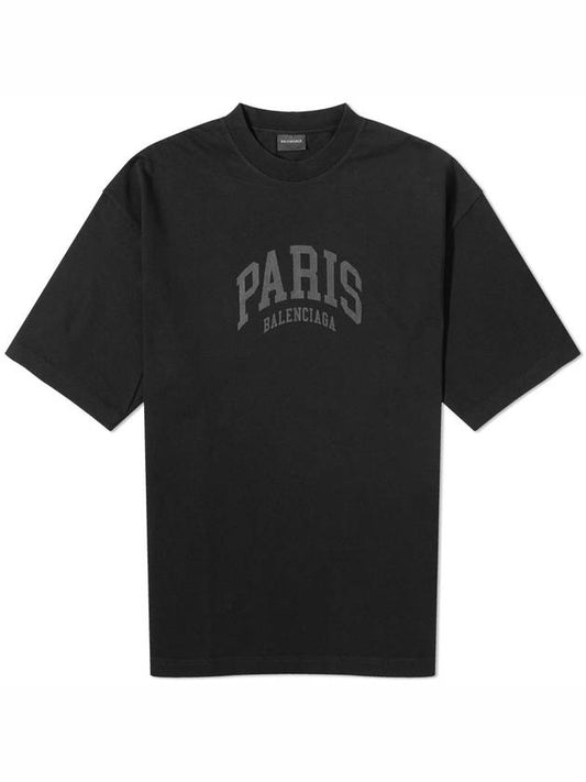 Cities Paris Logo Medium Short Sleeve T-Shirt Black - BALENCIAGA - BALAAN 1