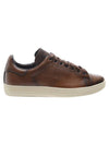 Men's Warwick T Logo Leather Low Top Sneakers Brown - TOM FORD - BALAAN 1