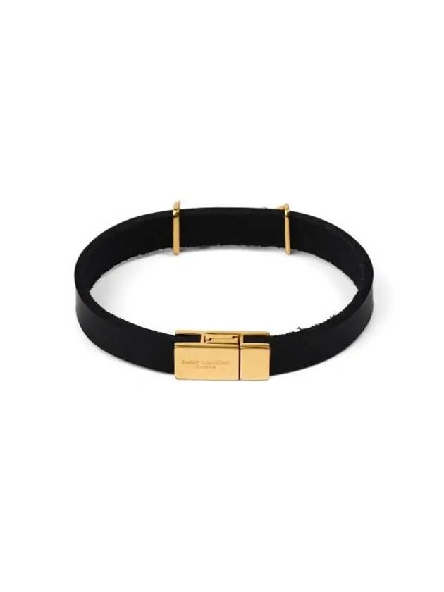 Monogram Logo Leather Bracelet Black - SAINT LAURENT - BALAAN 4