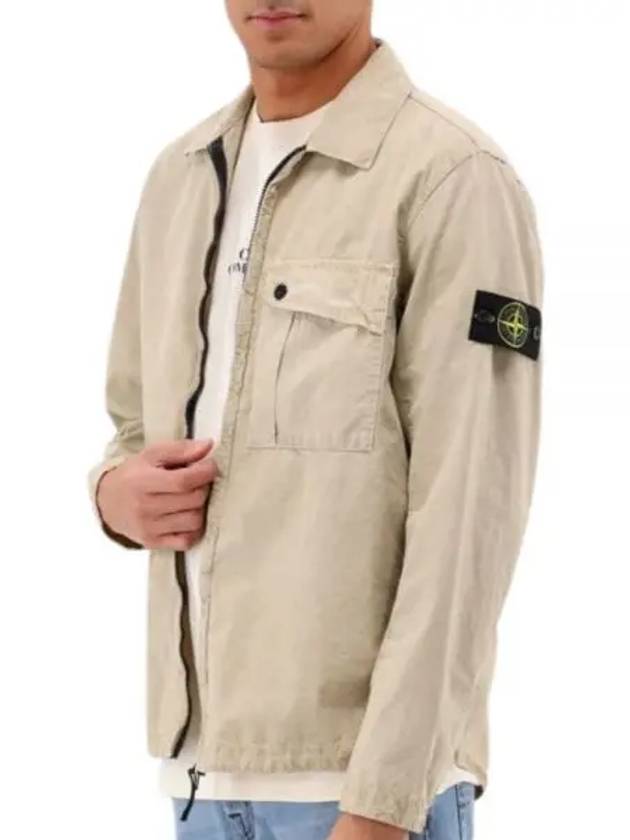 Old Treatment Garment Dyed Overshirt Jacket Beige - STONE ISLAND - BALAAN 2