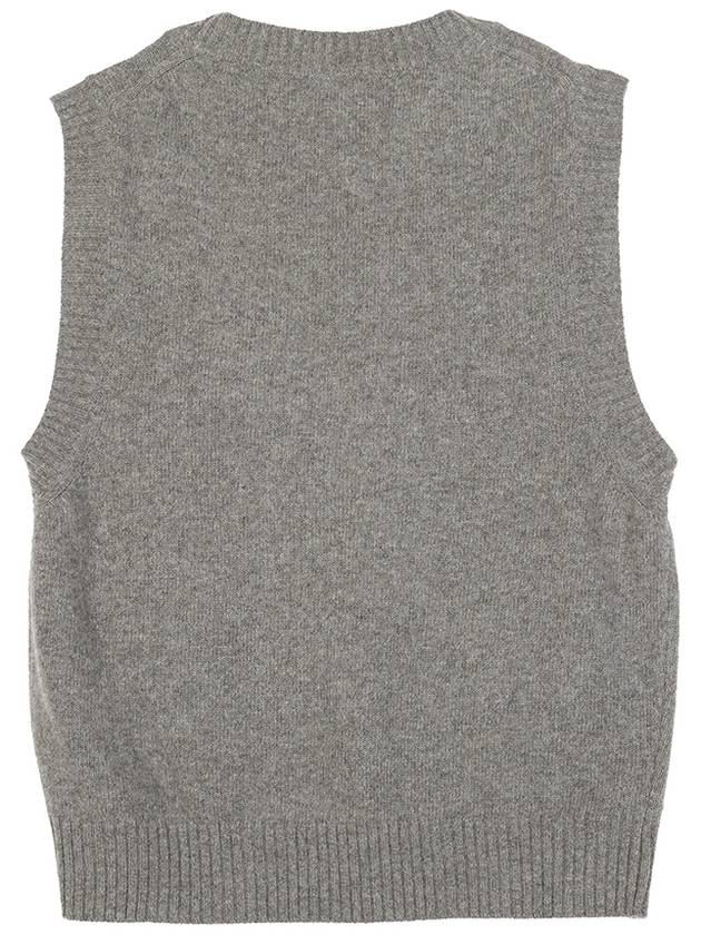 Logo Intarsia Knit Vest Grey - GANNI - BALAAN 3