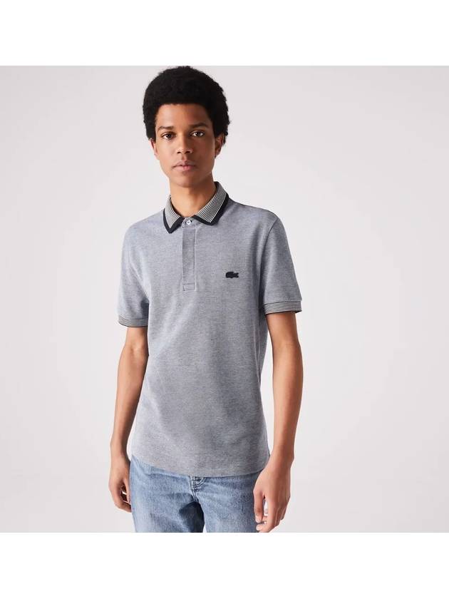 Regular Fit Striped Cotton Polo Shirt Blue - LACOSTE - BALAAN 3