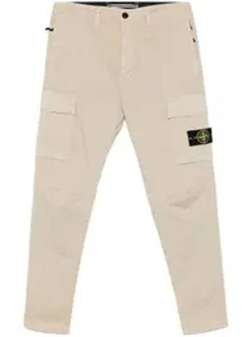 Logo Straight Pants Beige - STONE ISLAND - BALAAN 1