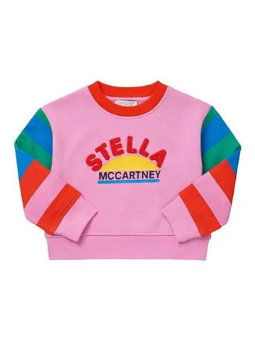 Stella McCartney TT4A20 Z0409 546 Logo Embroidered Color Stripe Junior Sweatshirt - STELLA MCCARTNEY - BALAAN 1