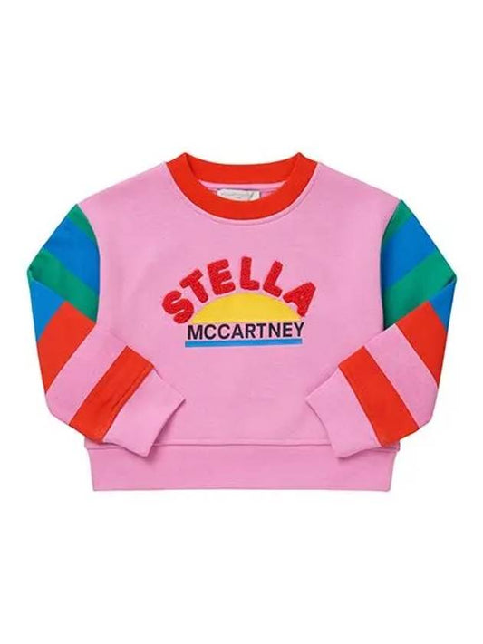 Stella McCartney TT4A20 Z0409 546 Logo Embroidered Color Stripe Junior Sweatshirt - STELLA MCCARTNEY - BALAAN 2