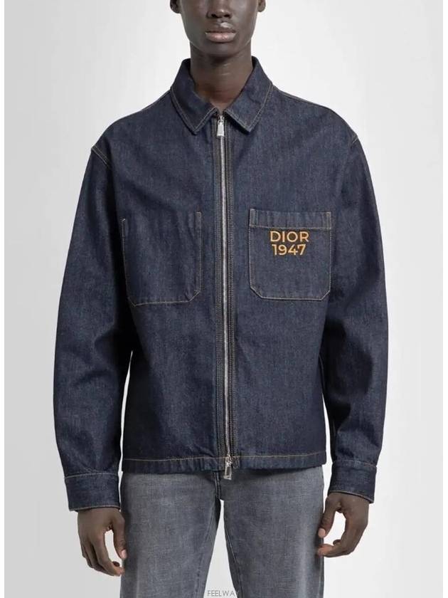 Homme Men Embroidered Logo Denim Jacket Navy - DIOR - BALAAN 2