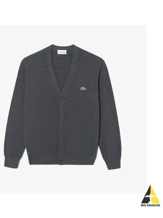 Men s pique tissue cardigan charcoal gray - LACOSTE - BALAAN 1