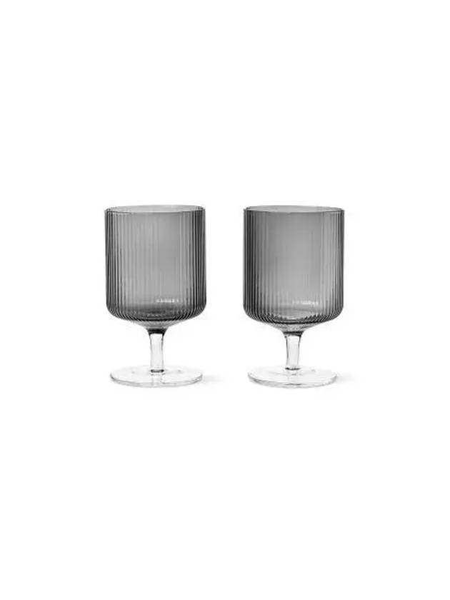 Wonderum Ripple Wine Glasses Set of 2 Smoke Gray - FERM LIVING - BALAAN 1