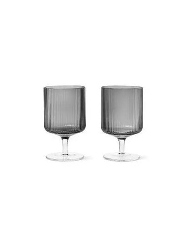 Wonderum Ripple Wine Glasses Set of 2 Smoke Gray - FERM LIVING - BALAAN 1