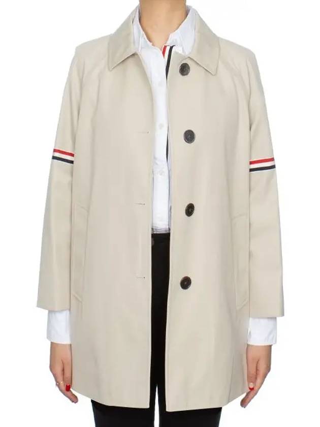 Waterproof Cotton Twill Striped Armband Cropped Car Coat Khaki - THOM BROWNE - BALAAN 3