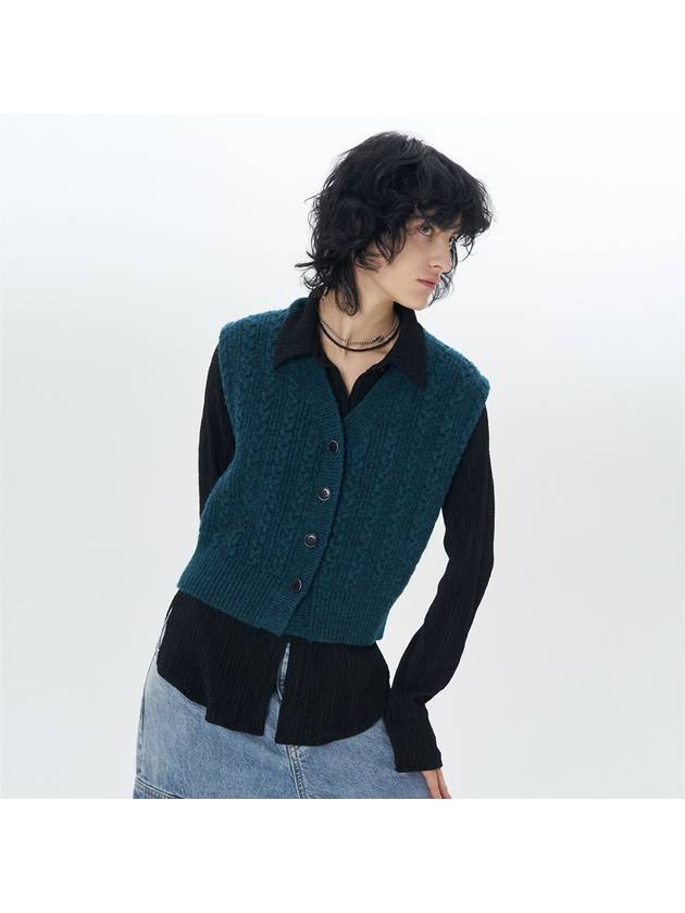 TWISTED CROPPED KNIT VEST DGREEN - ETCH - BALAAN 5