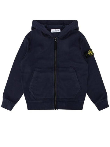 Kids Garment Dyed Heavy Weight Zip Up Hoodie Navy - STONE ISLAND - BALAAN 1