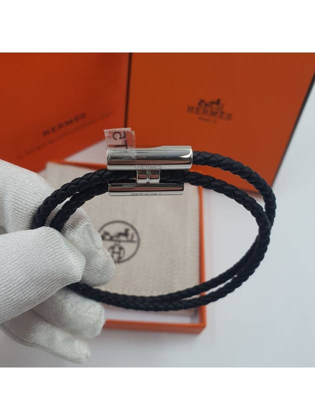 Tunis Tresse Palladium Bracelet Noir - HERMES - BALAAN 6