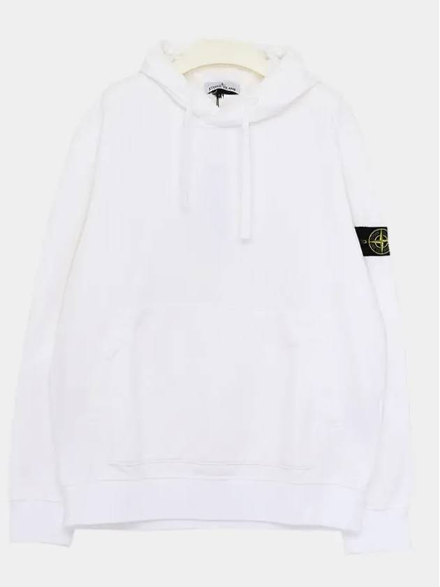 Logo Patch Drawstring Hoodie White - STONE ISLAND - BALAAN 4