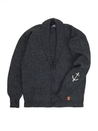 Shawl collar spring fall cardigan charcoal domestic product GPCX22110399890 - GUERNSEY WOOLLENS - BALAAN 1