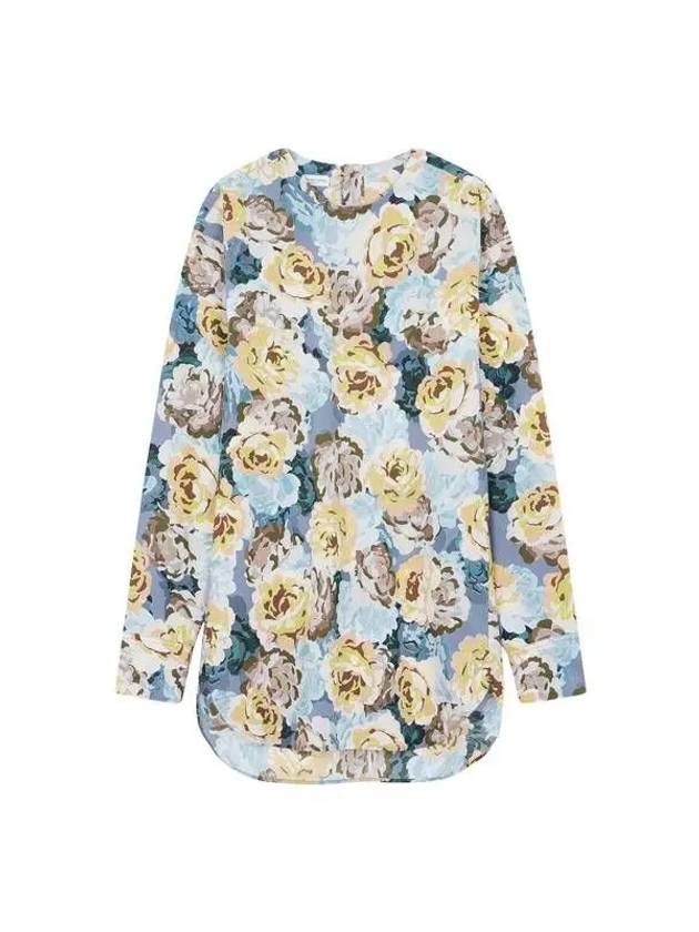 Women s Flower Print Cotton Shirt Blue - DRIES VAN NOTEN - BALAAN 1