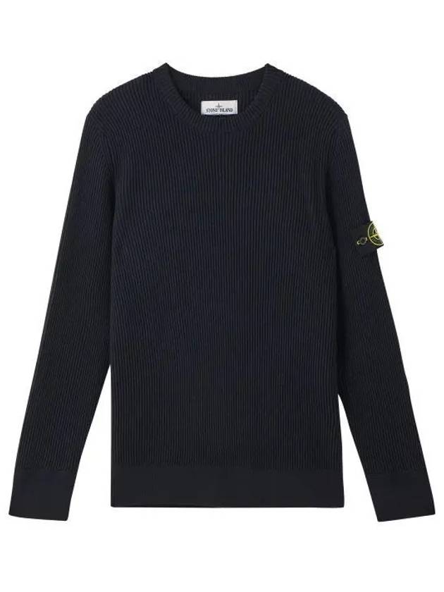 Full rib wool crew neck knit navy blue 553C2 V0020 270457 956406 - STONE ISLAND - BALAAN 1