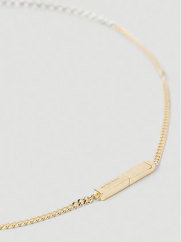 Bottega Veneta Logo Engraved Closure Fine Chain Twotone Necklace - BOTTEGA VENETA - BALAAN 3