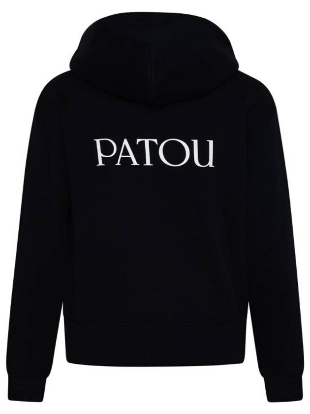 Logo Cotton Zip Up Hoodie Black - PATOU - BALAAN 4