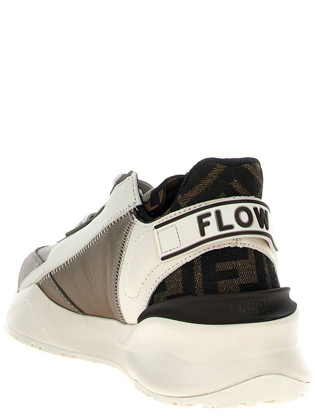 Flow FF Logo Low Top Sneakers Beige - FENDI - BALAAN 5