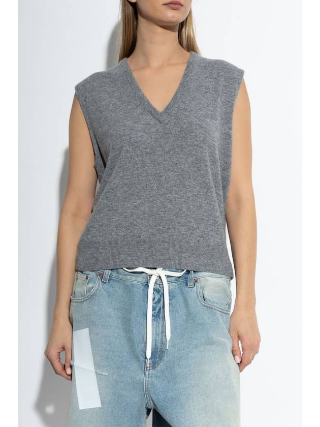 Maison Margiela Wool Vest With V-neckline, Women's, Grey - MAISON MARGIELA - BALAAN 3