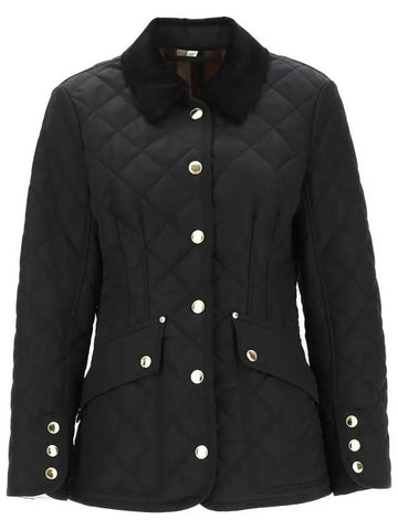 Corduroy Color Diamond Quilting Jacket Black - BURBERRY - BALAAN.