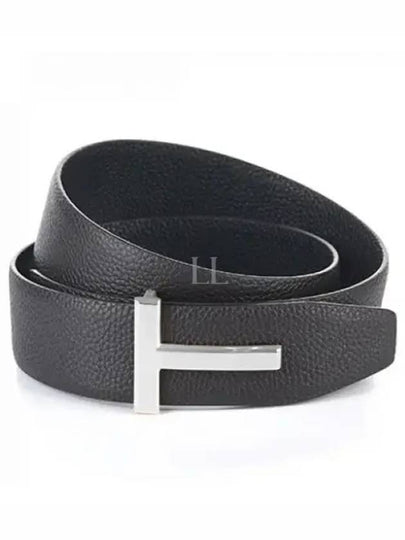 Sliver Soft Grain Leather T Icon Belt Brown Black - TOM FORD - BALAAN 2