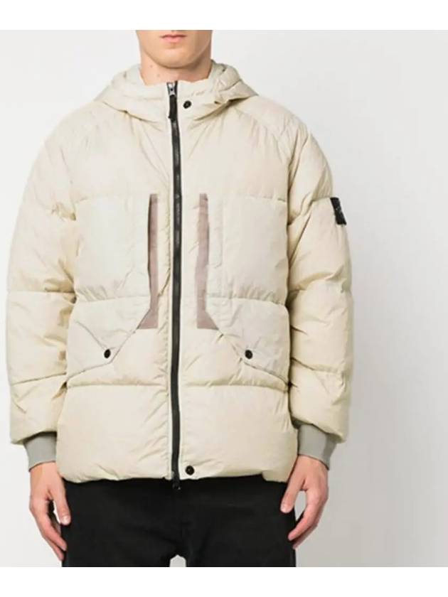 Garment Dyed Crinkle Reps Recycled Nylon Hoodie Padding Beige - STONE ISLAND - BALAAN 2