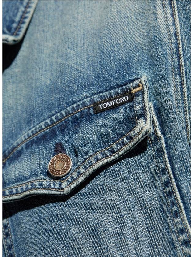 Logo Label Denim Jacket Blue - TOM FORD - BALAAN 5