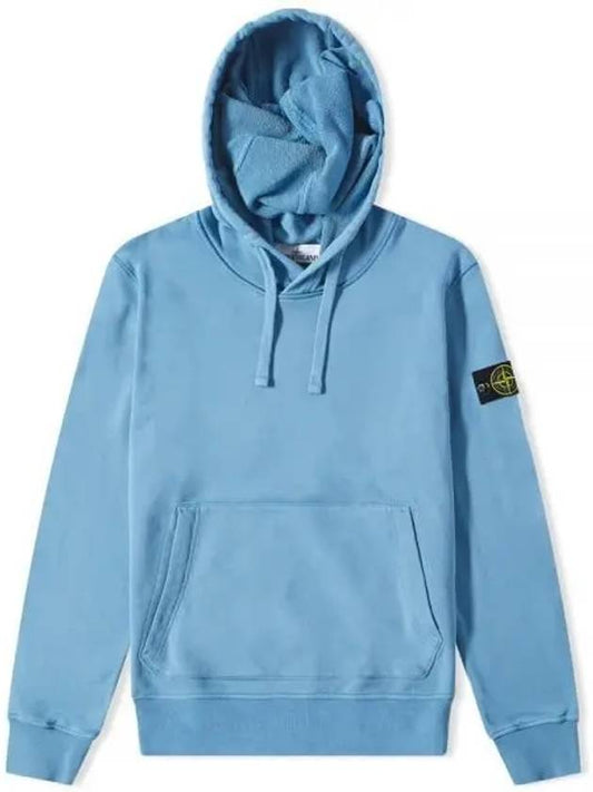 Waffen Patch Cotton Fleece Hoodie Power Blue - STONE ISLAND - BALAAN 2