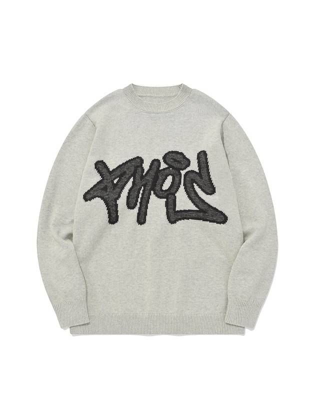 Graffiti Phos Knit PulloverMelange Unisex Logo Knit Top Gray - PHOS333 - BALAAN 2