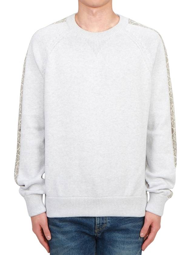 Oblique Inserts Cotton Jersey Sweatshirt Grey - DIOR - BALAAN 2