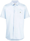 Men's Logo Classic Short Sleeve Shirt Light Blue - VIVIENNE WESTWOOD - BALAAN 1