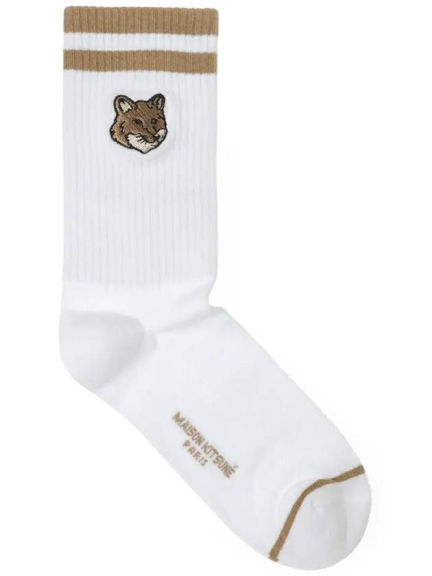 Men's Bold Fox Head Socks Chino Beige - MAISON KITSUNE - BALAAN 2