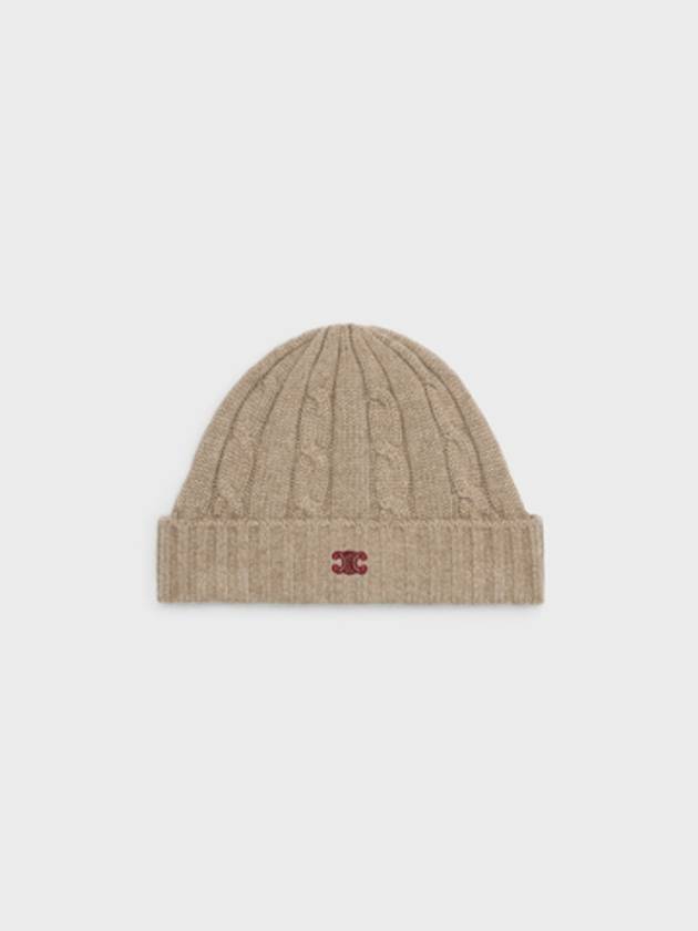 Triomphe Cable Knit Beanie Light Taupe - CELINE - BALAAN 2