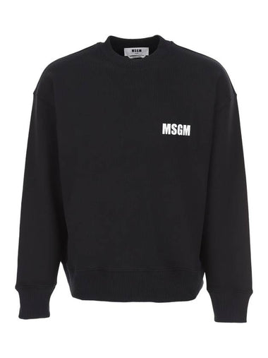 Back Logo Print Cotton Sweatshirt Black - MSGM - BALAAN 1