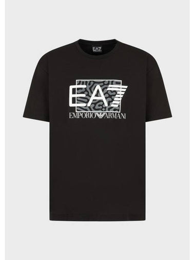 EA7 Logo Short Sleeve T-Shirt Black - EMPORIO ARMANI - BALAAN 1