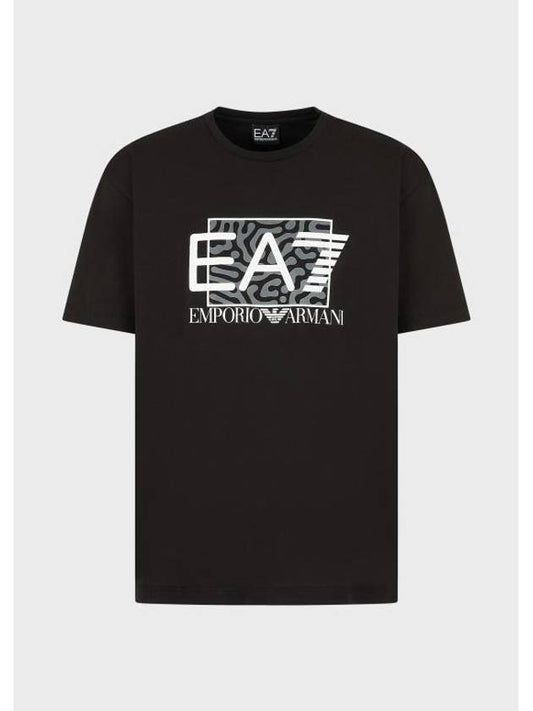 EA7 Logo Short Sleeve T-Shirt Black - EMPORIO ARMANI - BALAAN 1