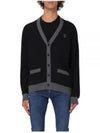 Bold Fox Head Patch Two-Tone Cardigan Black - MAISON KITSUNE - BALAAN 2