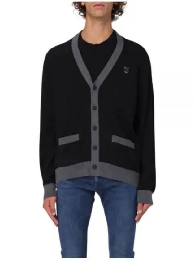 Bold Fox Head Patch Two-Tone Cardigan Black - MAISON KITSUNE - BALAAN 2