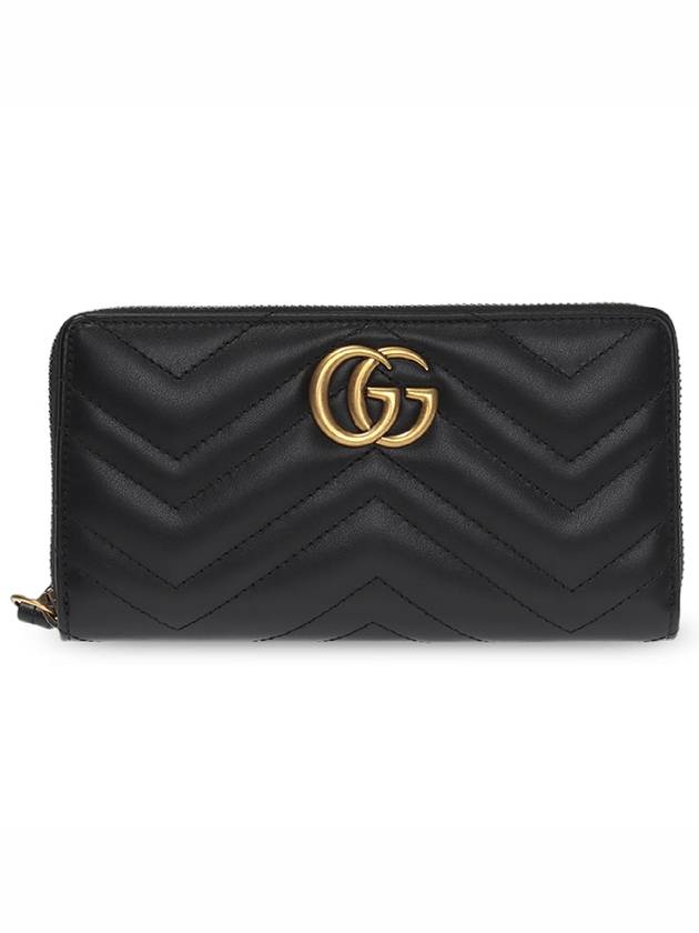 GG Marmont Chevron Matelasse Zipper Around Long Wallet Black - GUCCI - BALAAN 2