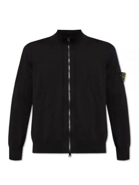 Wappen Patch Cotton Zip-Up Cardigan Black - STONE ISLAND - BALAAN 2