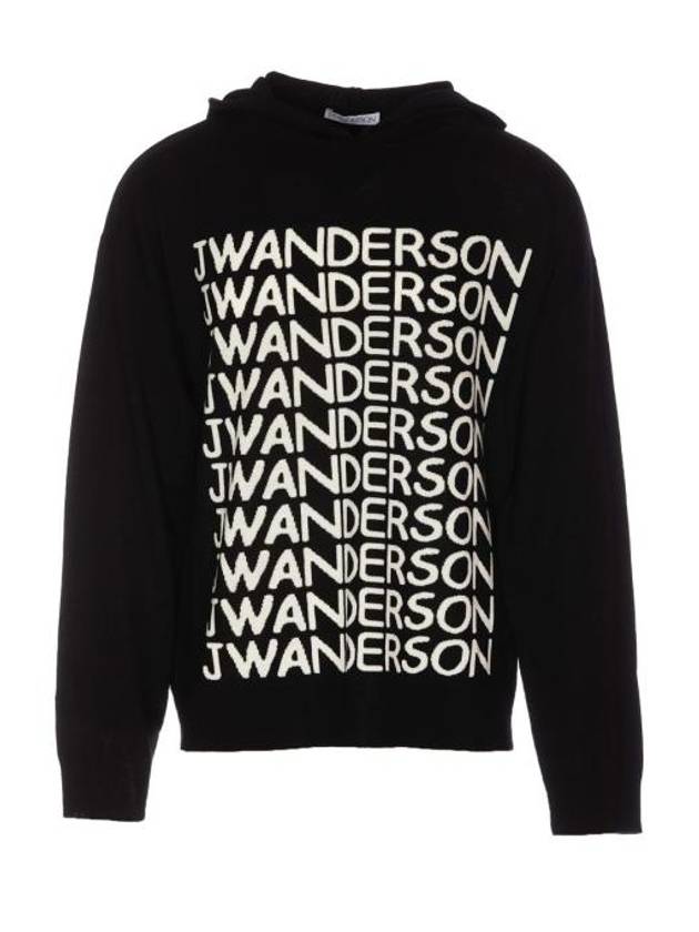 Intarsia Logo Wool Hoodie Black - JW ANDERSON - BALAAN 3