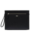 Men's Gancini Logo Leather Clutch Bag Black - SALVATORE FERRAGAMO - BALAAN 2