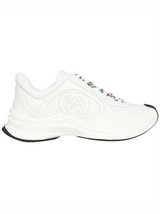 Run Embroidered Logo Lace-Up Leather Low Top Sneakers White - GUCCI - BALAAN 2