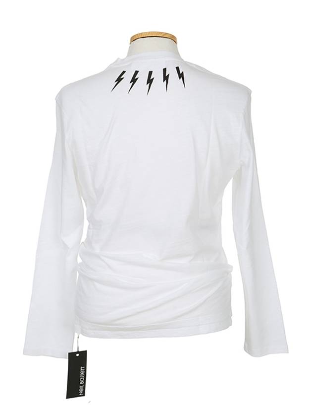 Unisex PBJT63S A504S 03 Long sleeve straight tee White lightning Slim regular - NEIL BARRETT - BALAAN 3