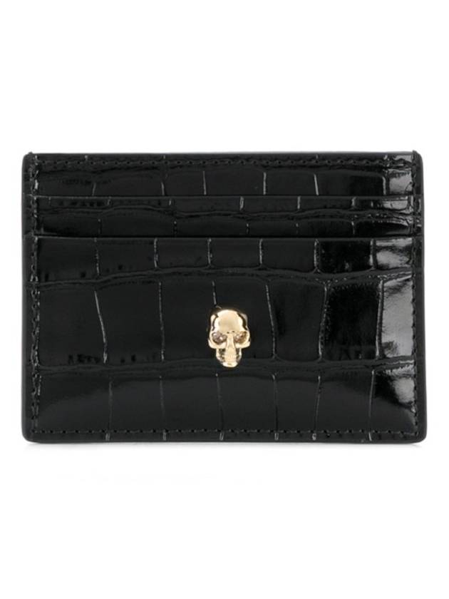 Skull Crocodile Leather Card Wallet Black - ALEXANDER MCQUEEN - BALAAN 2